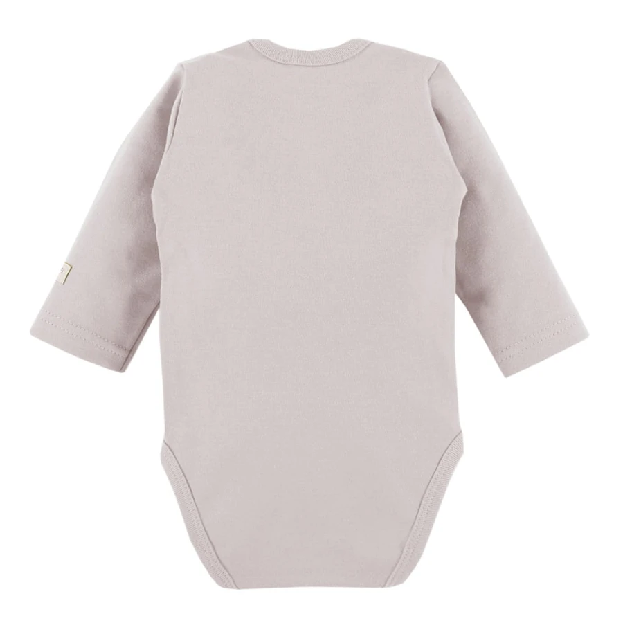 Baby long-sleeve bodysuit with snaps, plain beige