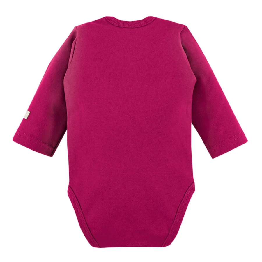 Baby bodysuit plain burgundy, full-length snap