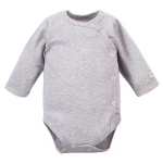 Baby bodysuit plain grey, full-length snap