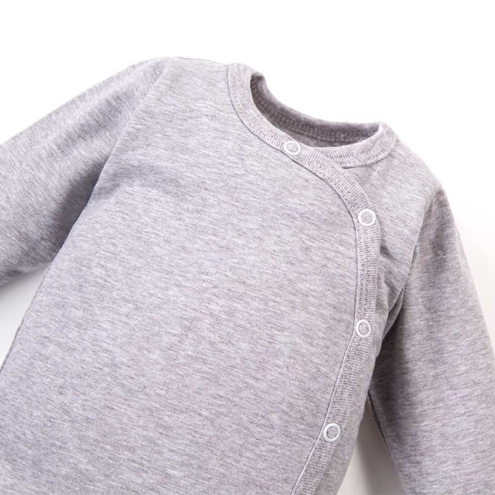 Baby bodysuit plain grey, full-length snap