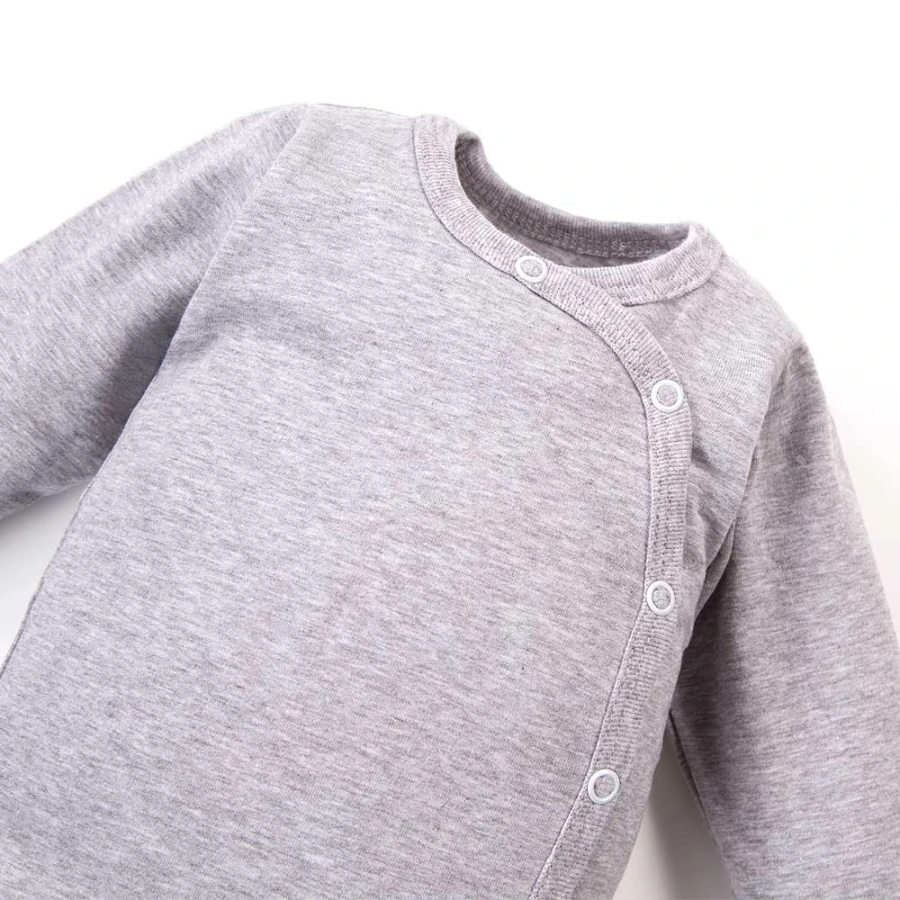 Baby bodysuit plain grey, full-length snap