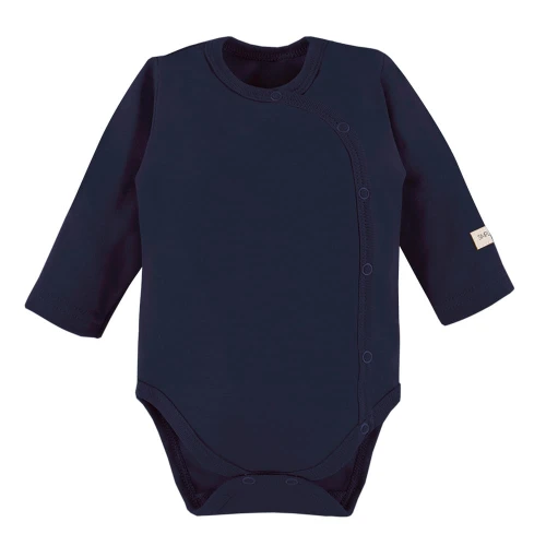 Baby bodysuit plain navy, full-length snap