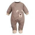 Baby sleepsuits brown with bear embroidery