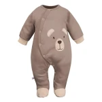 Baby sleepsuits brown with bear embroidery
