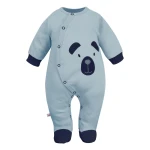 Baby sleepsuits blue with bear embroidery