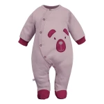Baby sleepsuit pink with bear embroidery