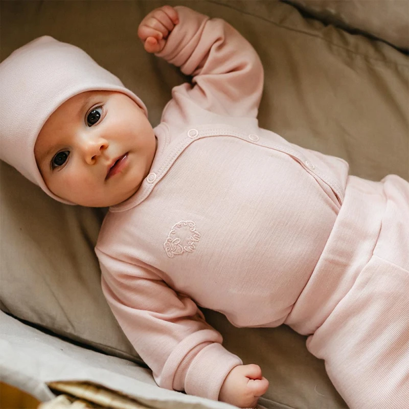 Body kopertowe merino rosnące z dzieckiem różowe