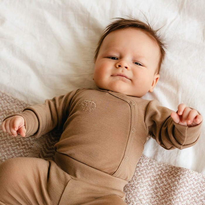 Body kopertowe merino rosnące z dzieckiem karmelowe