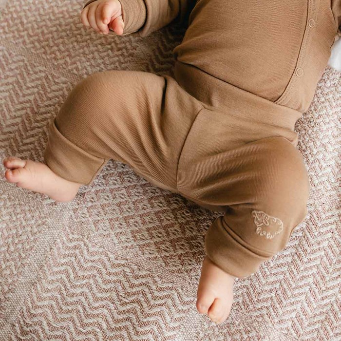 Legginsy merino rosnące z dzieckiem karmelowe
