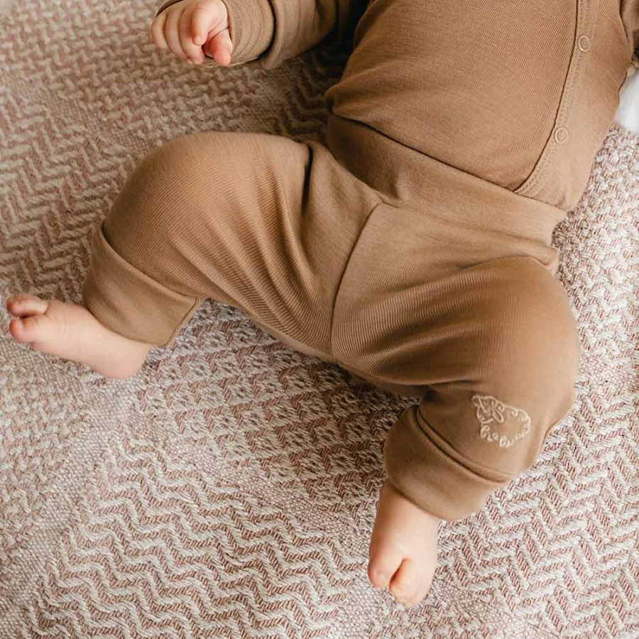Legginsy merino rosnące z dzieckiem karmelowe