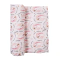 White muslin swaddle with unicorns 120x120