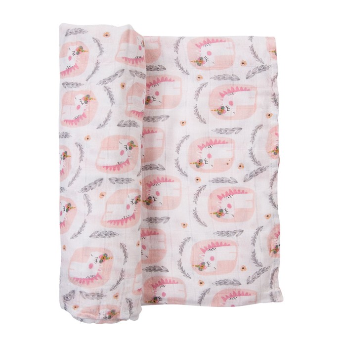 Pielucha otulacz muślinowa biała w jednorożce 120x120