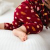 Legginsy dla dziewczynki bordowe w listki i żołędzie