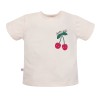 Girls' ecru T-shirt with cherry print