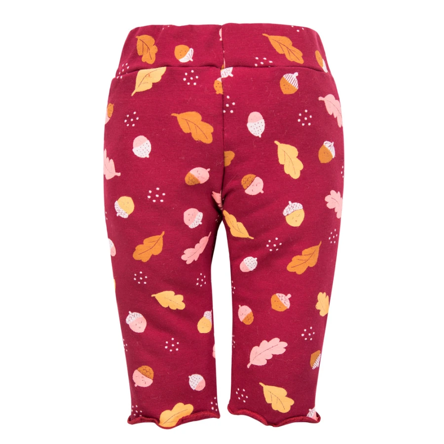 Legginsy dziewczęce bordowe w listki