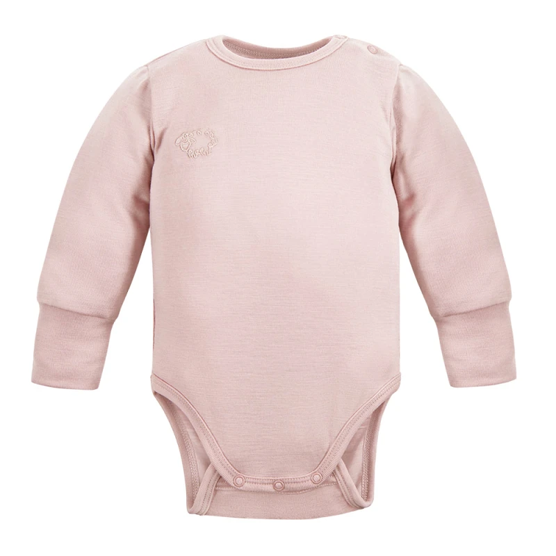 Pink wrap bodysuit made of merino wool