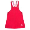 Coral dress overall set with white short sleeve bodysuit