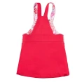 Coral dress overall set with white short sleeve bodysuit