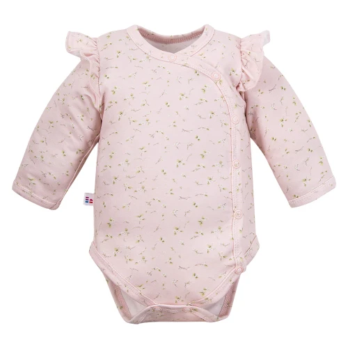 Baby girls’ snap bodysuit with frills pink