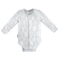 Baby bamboo set sleepsuit, bodysuit and footed pants grey with feathers