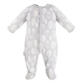 Baby bamboo set sleepsuit, sleep romper, bodysuit, hat and footed pants grey with feathers