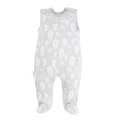 Baby bamboo set sleepsuit, sleep romper, bodysuit, hat and footed pants grey with feathers