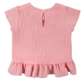 Pink muslin blouse and navy shorts set