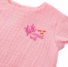 Pink muslin blouse and navy shorts set