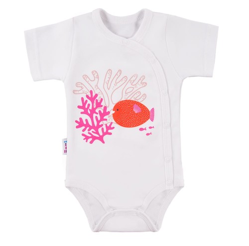 Bodysuit cardigan short sleeve CORAL REEF white