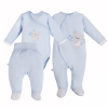 Baby set: bodysuit, sleepsuit and footed pants in blue