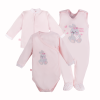 Baby set bodysuit, sleepsuit and jacket in pink