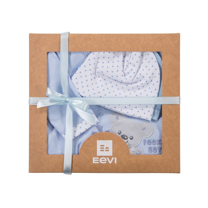 Baby set bodysuit, sleepsuit and jacket in blue