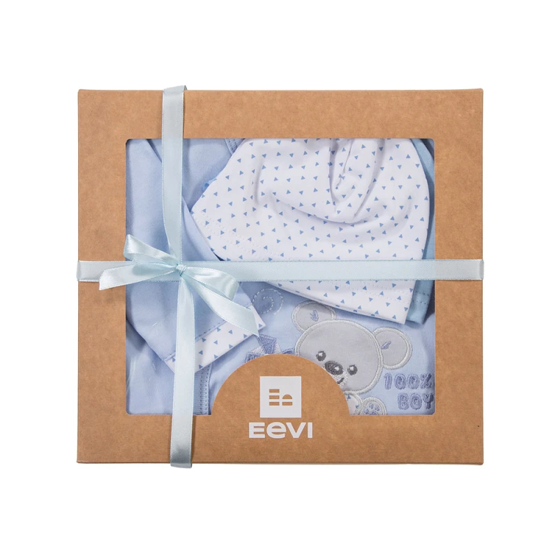 Baby set bodysuit, sleepsuit and jacket in blue