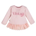 Girls' set with tunic featuring tulle frill and rose print leggings