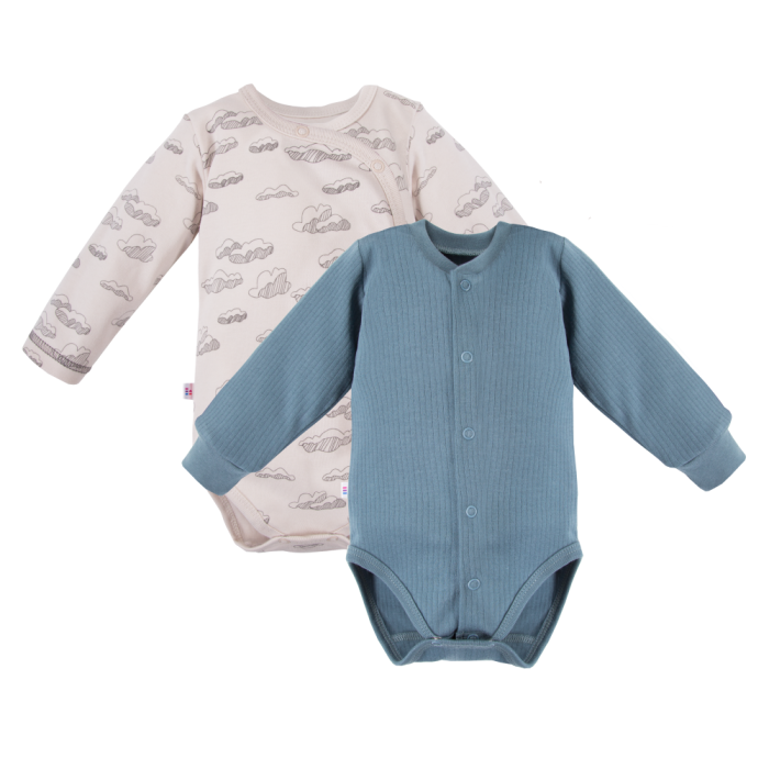 2-pack snap bodysuits blue and cloud print
