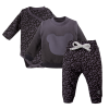 Zestaw body rozpinane, spodnie w kropki grafitowe i bluza