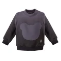 Wrap bodysuit, graphite polka dot pants and sweatshirt set
