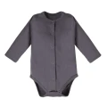 Wrap bodysuit, graphite ribbed pants and sweatshirt set
