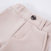 White shirt bodysuit and beige elegant pants set