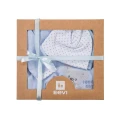 Blue baby set with bodysuit, sleepsuit, footed pants and hats