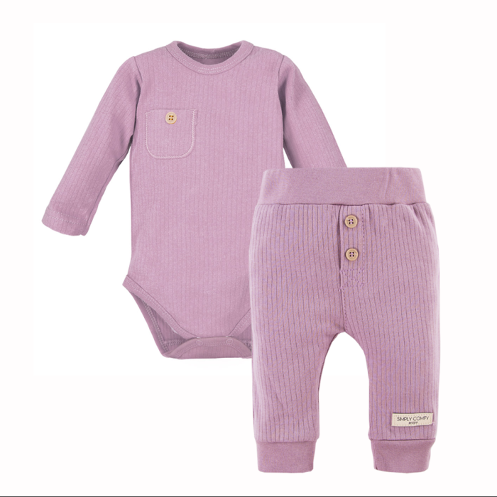 Heather ribbed baby bodysuit and leggings set