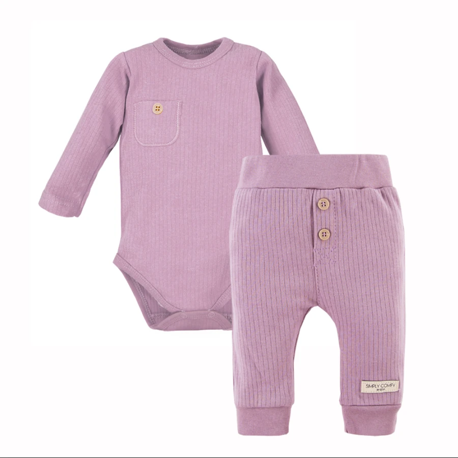 Heather ribbed baby bodysuit and leggings set