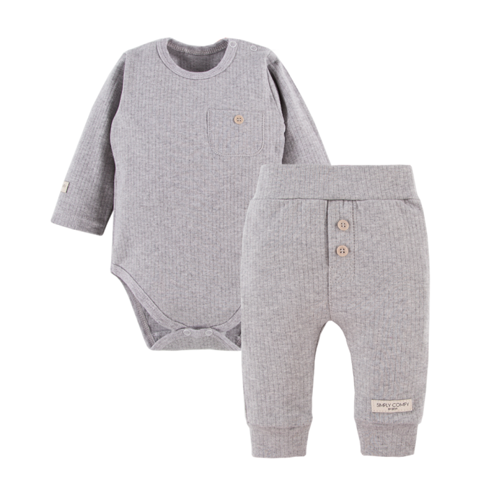Grey ribbed body and leggings set
