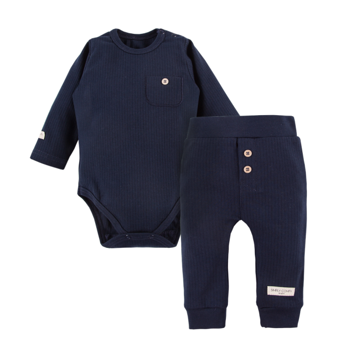 Baby ribbed bodysuit and leggings set in navy