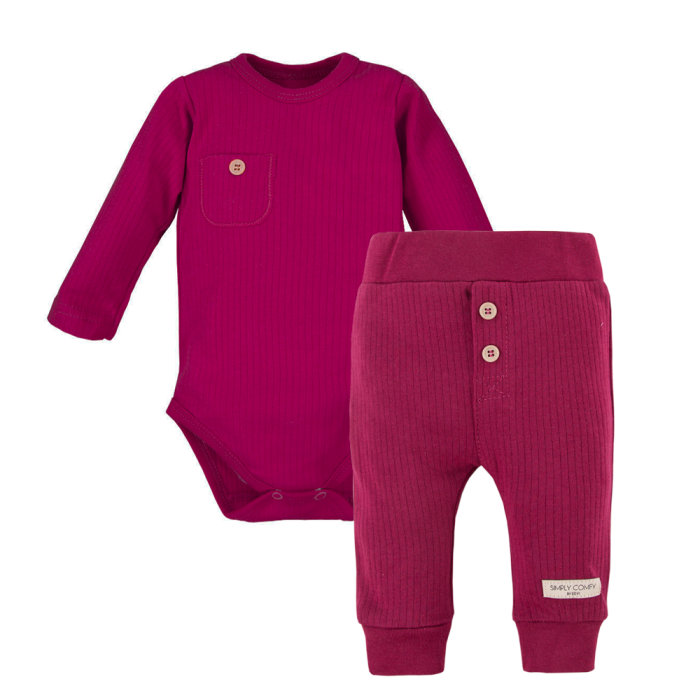 Zestaw body i legginsy bordowe prążkowane
