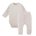 Beige ribbed bodysuit and leggings set