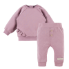Zestaw bluza z falbankami i legginsy prążkowane wrzosowe