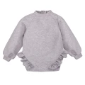 Grey ribbed leggings and ruffle sweatshirt set