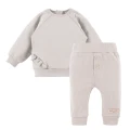 Beige ribbed leggings and ruffle sweatshirt set