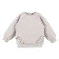 Beige ribbed leggings and ruffle sweatshirt set